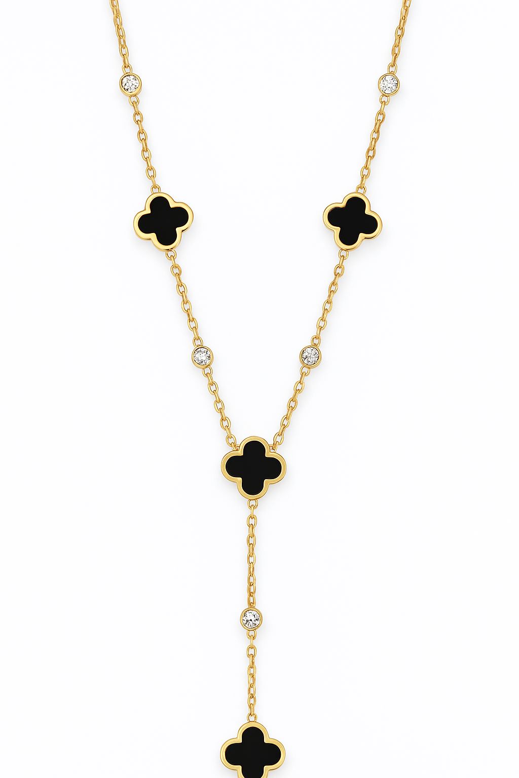 Elegant Noir & Blanc Clover Pendant