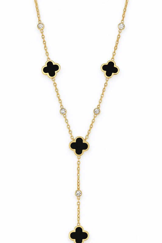 Elegant Noir & Blanc Clover Pendant