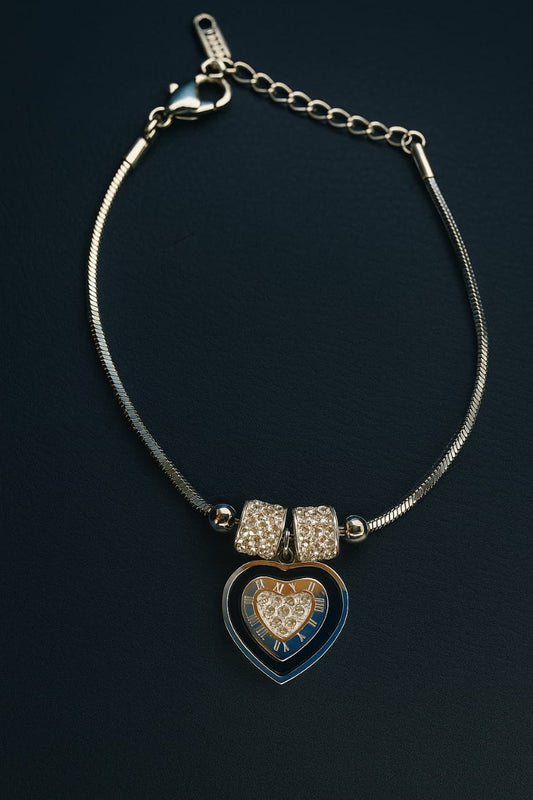 Silver heart shaped Stainless steel Bracelet