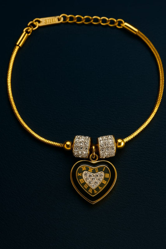 Golden Heart shaped Stainless Steel Bracelet