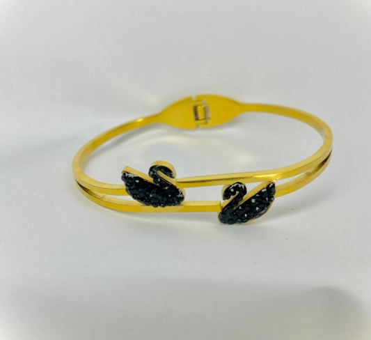 Stainless steel swan Bangle